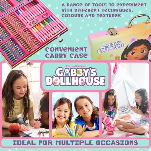 Gabby's Dollhouse Set Dessin pour Enfant avec 137 Pièces, Mallette Coloriage Fille