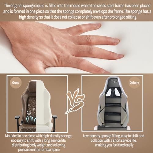 WOLTU Chaise Gaming, Chaise de Bureau Gamer Ergonomique avec Éponge intégrée Longue durée et Support Lombaire adaptatif, Inclinable, Similicuir Vintage, Brun, GS13br