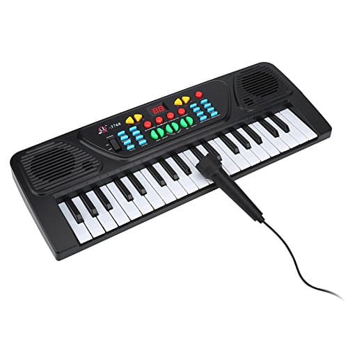 Clavier Electronique Multifonctionnel à 37 Notes, Mini Piano avec Design Compact Jouets Educatifs pour Sons et Rythmes Multiples avec Mini Microphone Idéal Cadeau pour Enfants