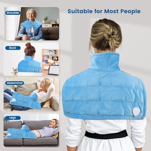 Fdlscpem Coussin Chauffant dos Electrique Epaule et Nuque 52×47cm, 10 Niveaux de Chaleur, 3 Minuterie d'arrêt Automatique, Soulager la Douleur Cou, Épaules et Dos, Chauffage Rapide, Lavable en Machine