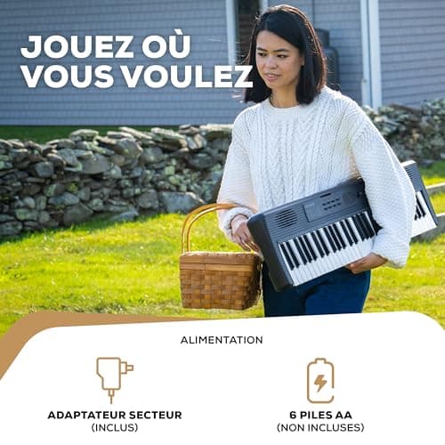 Alesis Melody 61 MK4 Clavier Piano 61 Touches avec Accessoires | Portable, 300 Sons, Modes Split/Layer, Inclus Cours, Stand, Banquette, Microphone et Casque, pour Débutants