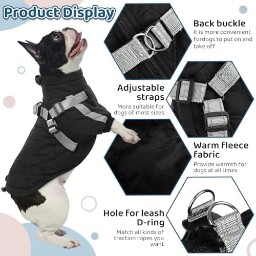 CITÉTOILE Manteau Chaud pour Chien, Veste Coupe-Vent pour Chien par Temps Froid, vêtement d'hiver pour Chien avec Fermetures éclair et Poignets Amples pour Chiens de Petite et Moyenne Taille, S