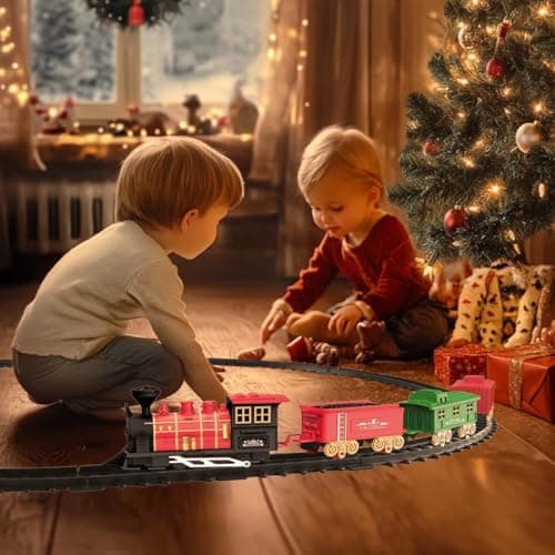 Daity Train de Noël électrique silencieux et durable pour enfants - Train électrique autour du sapin de Noël - Décoration adaptée aux enfants
