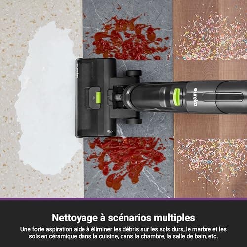 EUREKA NEW400 Aspirateur Laveur sans Fil pour Sols Durs,Aspirateur Balai sans Fil Sec et Humide,Autonettoyant,Aspirateur Laveur Eau et Poussière,Longue Autonomie,pour Les Saletés Collantes,Sols Durs