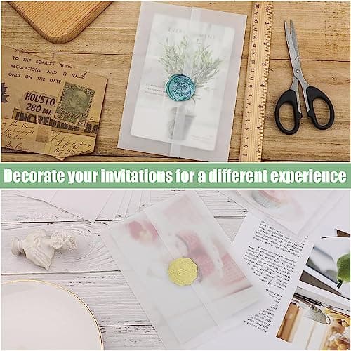 38 Pièces Couvertures d'Invitation en Vélin 13x18cm Papier Vélin Pré-Plié Veste en Papier Vélin Translucide Imprimable pour Mariage Anniversaire Pendaison de Crémaillère