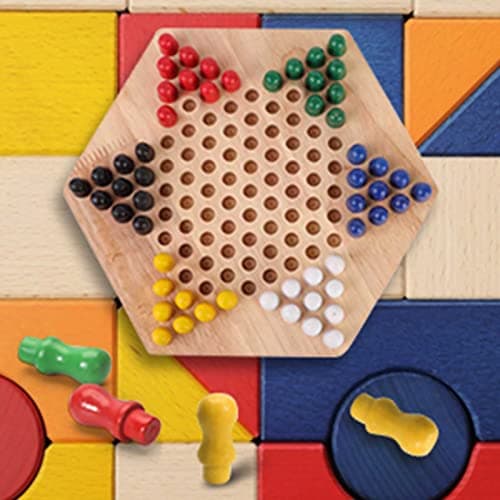 Drfeify Jeu de société de Dames Chinoises Enfants Classique Jeu de société éducatif en Bois Halma pour familles