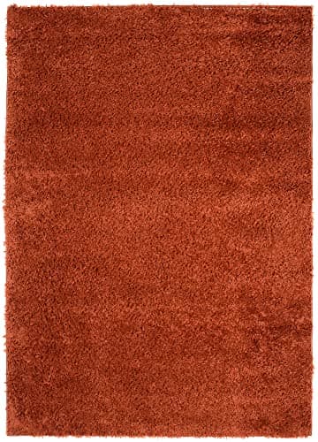 TAPISO Essence Tapis Shaggy Poils Longs Moderne Rouge Brique Uni Salon Chambre Adulte Enfant Descente de Lit Moelleux Super Soft Epais Oeko-TEX 240 x 330 cm