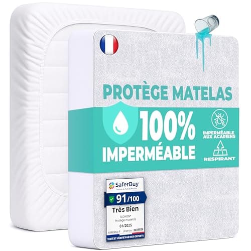 Flowen Protège Matelas 90x190 cm Alèse Impermeable Drap Housse en Coton et Microfibre Protection Lit pour Adulte et Bebe Alaise pour Incontinence Anti-Acarien Couvre-Matelas Pipi Lavable en Machine
