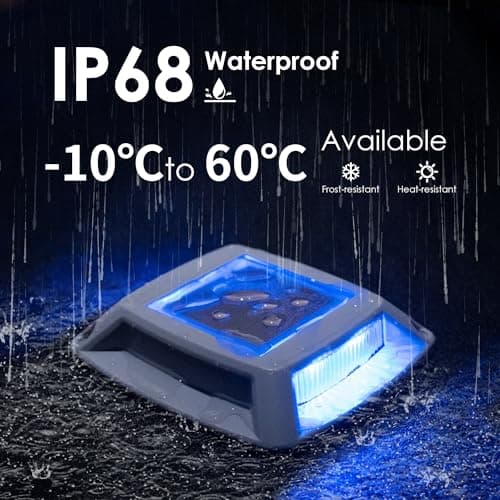 hoyiours Éclairage pour Chemins Spot Solaire Exterieur Puissant IP68 Étanche Eclairage Escalier Exterieur Bleu Balise Solaire Exterieur Jardin 24LM pour Terrasse, Chemin, Piscine et Parc (6)