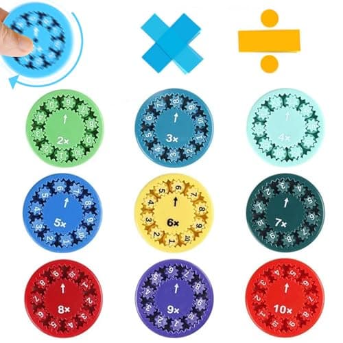 Jastown Math Fidget Spinners, Hand Spinner Jouet Sensoriel, Spinners Mathématiques Fidget, Jouet d'apprentissage Interactif, Math Fact Fidget Spinners,Jouets éducatifs (Multiplication et Division)