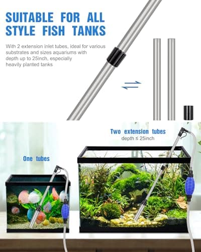 Aquarium Changer l'eau, Filtre de Sable de Nettoyage d'aquarium, réservoir de Poissons Kit de Nettoyage de Gravier d'aquarium avec débit d'eau réglable pour Le Nettoyage du Sable