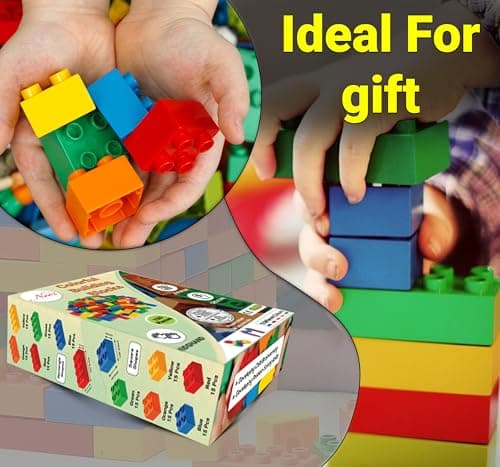 NEEZ Bloc de Construction - Briques de Construction pour Tout-Petits Jeux, Jouet Éducatif, Développer Leur Motricité Fine pour Enfants de 1,5 à 3 Ans - Jeu de Blocs (150 pièces)