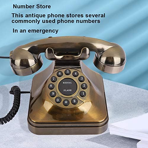 Sorandy Téléphone Antique - Téléphone Fixe Filaire Téléphone de Bureau Téléphone Vintage Rétro Telephone Filaire Grosses Touches pour Maison Bureau Hôtel Salon Décoration - Bronze