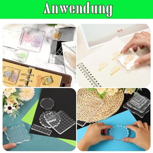Hosifiy Lot de 7 tampons en acrylique pour tampons en silicone acrylique avec lignes de grille - Bloc acrylique transparent pour scrapbooking, fabrication de cartes, artisanat