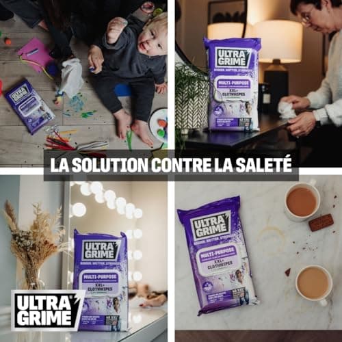 UltraGrime Multiusages Pamplemouse Lingettes XXL Sans Plastique - 40 Grandes Pour Toute La Famille - Nettoyage Multi-Usages Pour Le Sol
