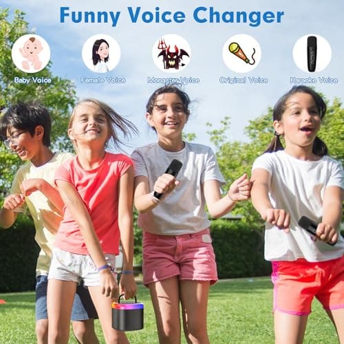 JYX Machine de Karaoké avec 2 Microphones sans Fil, Karaoke Portable Jouets pour Enfants Adultes, Mini Karaoke Bluetooth, Idee Cadeau Enfants 5,6,7,8,9,10,11,12,13,14,15 Ans Jouet Noir/Beige