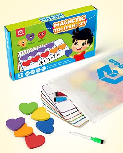 Coogam Manipulateurs de Maths pour Enfants, 6 Cadres de dix et 60 compteurs de Maths magnétiques, Jouet éducatif Montessori pour Les Enfants de 3, 4 et 5 Ans.