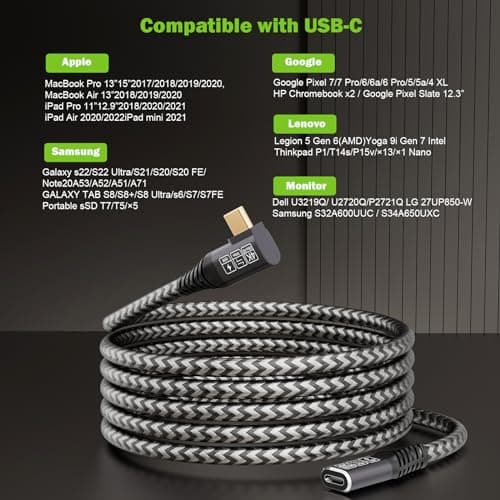 CAKOBLE rallonge usb c 1m,usb c 3.2 gen 2 20Gbps 100W/5A Rallonge USB C Mâle et Femelle Compatible USB C 3.2 4K@60Hz Cable USB C Compatible USB C Hub/Dell XPS/USB C Charger cable usb c coudé