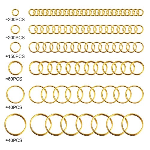 Lot de 690 anneaux ouverts doubles ronds dorés avec petite boîte de rangement, 4, 5, 6, 8, 10, 12 mm, anneaux ouverts à double boucle pour la fabrication de bijoux, petit porte-clés pendentif outil de