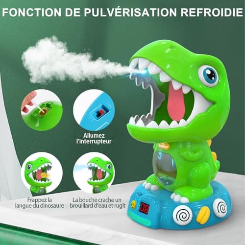 EagleStone Dinosaure Télécommandé avec Tir en Mouvement pour Enfants 3-8 Ans, Jeu de Tir Électronique avec Effets de Fumée, Compteur de Score Automatique, Lumières & Sons, Jouet de Fête