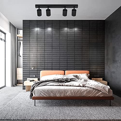 ZMH Plafonnier LED noir spot de plafond : plafonnier GU10 spots 4 flammes spot de plafond rotatif à 350° lampe de couloir moderne spot mural industriel