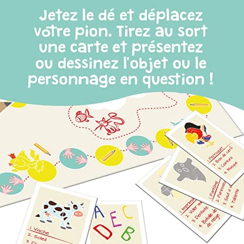 KANGUR Jeu Mimer et Dessiner pour Enfants Jeu de Plateau Familial Jeux de Société pour Enfants et Adultes dès 4 Ans