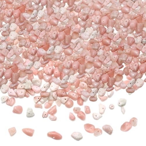 400 Pièces Chips de Pierre Rose Naturelle avec Trou 5-8mm, Bracelet Pierre Naturelle Chips Irrégulières, Vrai Chips de Pierre Precieuse pour Bracelet Pierre DIY