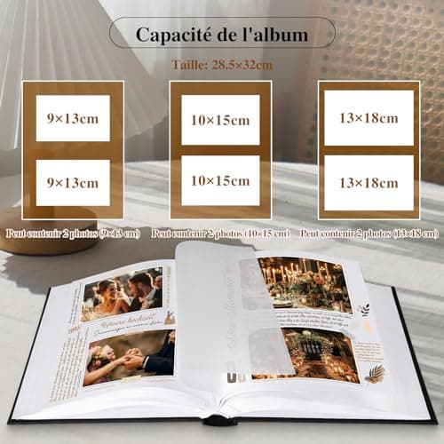 Lanpn Album Photo Scrapbooking, Petit Lin conception de fenêtre DIY Album 60 Pages Blanches Avec Séparateurs de Cellophane Pour 9x13cm 10x15cm 13x18cm Photos (19x27cm, Beige)
