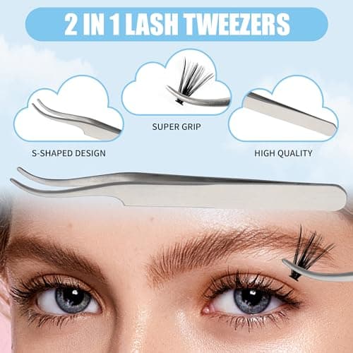 Kit Extension Cils Maison Faux Cils Individuel 240PCS, Bouquet D Curl 8-16mm avec Bond and Seal Applicateur Pince Crème Dissolvant de Colle DIY Gemerry Cils(30+40D-D)