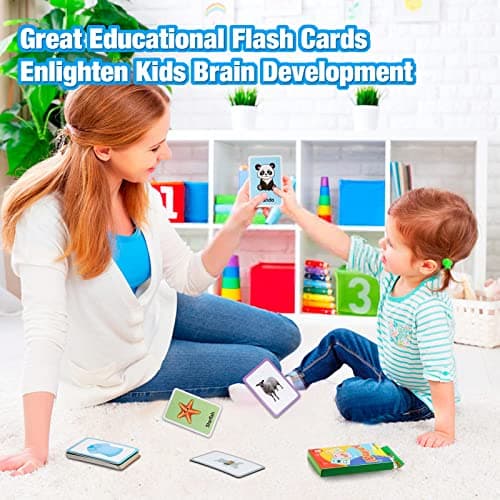 180 Cartes Flash pour Bébé, Cartes Animaux pour Enfants, Carte de Jouet d'apprentissage pour Promouvoir Le Vocabulaire de Base (Animaux,Fruits,Pièces du Corps,Couleurs,Forme)