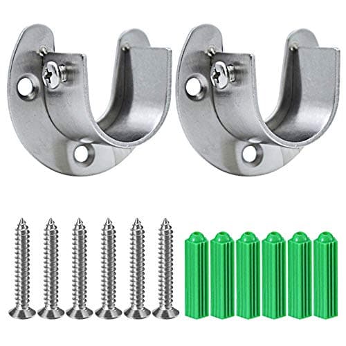 Douilles de Poteau de penderie en Acier Inoxydable, 2pcs Extrémité de Tige de penderie Robuste soutient Le Support de Tige de Bride avec vis, en Forme de U, Installation/Retrait Facile