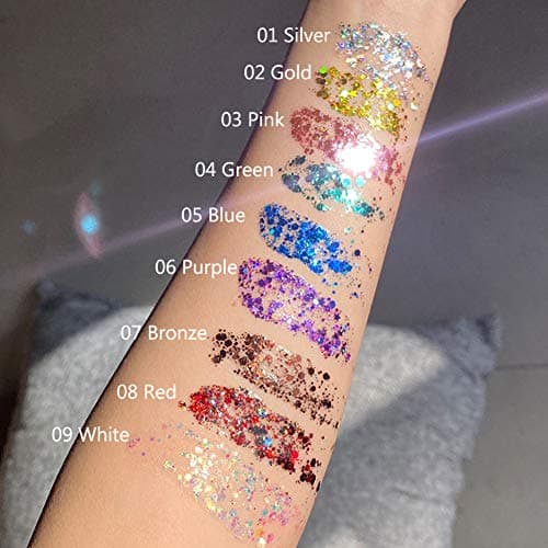 GL-Turelifes Sirène Paillettes Chunky Glitter Liquide Fard À Paupières Glitter Body Gel Festival Glitter Cosmétique Visage Cheveux Ongles Maquillage Longue Durée Mousseux 30g (03# Rose)