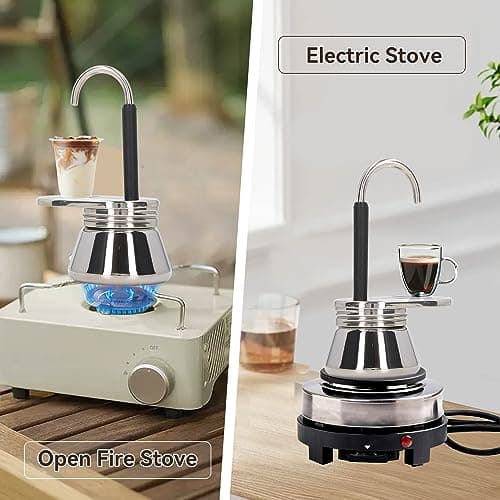 Tissting Cafetière Moka de 6,1 X 3,7 Pouces, Machine à Expresso à Bec Unique en Acier Inoxydable, Portable Moka Express en Acier Inoxydable, Mini Cafetière à Expresso Italienne Machine à Café