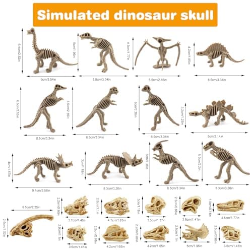 GZqiancang 23 pièces os de Dinosaure, Squelette de Dinosaure de Simulation pour la décoration de gâteaux, Jeux scientifiques, fouilles de Dinosaures et fêtes d'anniversaire de Dinosaures