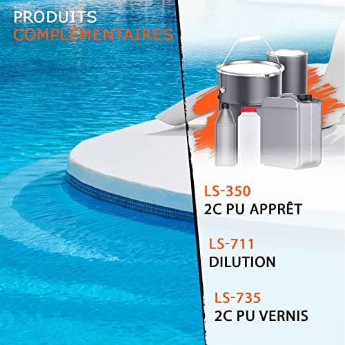BEKATEQ LS-405 Peinture piscine 2K PUR 0,75kg Blanc I Peinture brillante pour piscines en fibre de verre, PRV, polyester, béton, fer & acier I Peinture polyuréthane pour l'intérieur & l'extérieur