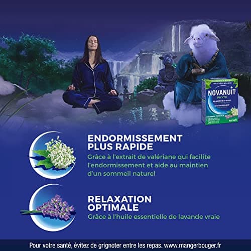 NOVANUIT PHYTO – Complément alimentaire – Sommeil –20 comprimés – Extrait de valériane - Endormissement – Huile essentielle de lavande vraie - Relaxation optimale