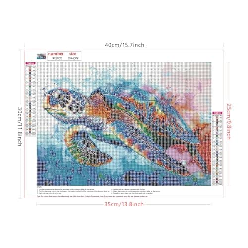 AIRDEA Tortue de mer Diamond Painting Adulte, 5D DIY Aquarelle Peinture Diamant Activité Manuelle Adulte, Diamant Painting pour Décoration Murale Maison 40x30 cm