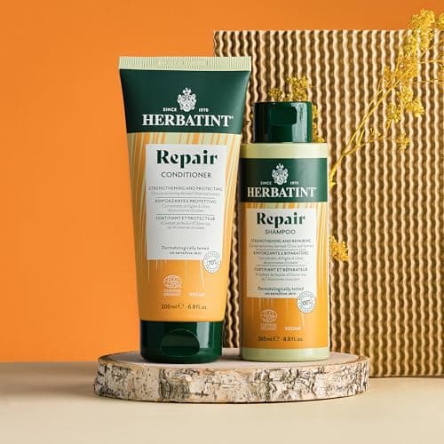 Herbatint Repair Conditioner, Baume Réparateur Bio - 200 ml | Nourrit et Répare les Cheveux Stressés, Secs et Abîmés | 99% Ingrédients Naturels, avec Extraits de Moringa, Olivier, Jojoba et Aloe Vera