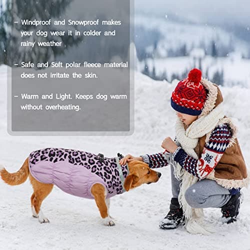 Kuoser Manteau d'hiver pour Chien Imperméable et Chaud - Gilet Réfléchissant pour Chiot avec Doublure en Polaire - Coupe-Vent pour Animaux de Compagnie pour Petits Moyens et Grands Chiens