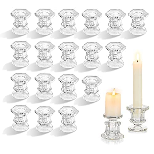 Glasseam Bougeoirs en Verre, Clair Bougeoirs 20 Pcs Bougeoirs Bougeoirs Bougeoirs Bougeoirs De Noël pour Salon Table À Manger Décoration De Mariage