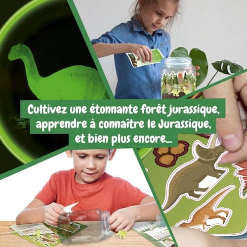 Science4you Terrarium de Dinosaure - Écosystème avec Jouet Dinosaure Phosphorescent pour Enfant, Terrarium pour Enfants + 21 Autocollants de Dinosaures, Jeux, Cadeau pour Garçon et Fille 6+ Ans