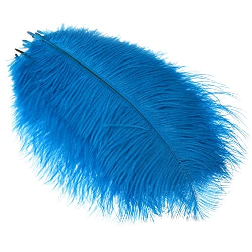 Mwoot 10pcs Naturelles Plumes d’Autruche, Ostrich Feathers Plume 25-30CM pour Les Chapeaux, Maison, Mariage fête Décoration (Bleu)