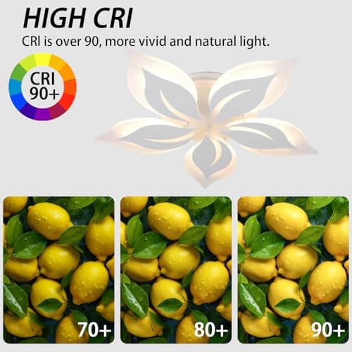 Caufloce LED Plafonnier Fleur Télécommande APP Moderne Éclairage De Plafond Dimmable 3000K-6000K Salon Lampe Plafond Smart 50W Intérieur Pour Chambre, Salle À Manger