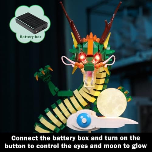 JMBricklayer Ensemble de construction dragon pour adultes, kit de dragon cool avec lumières 70007, collection de modèles ou décoration de bureau à domicile, jouets de construction cadeau pour garçons,