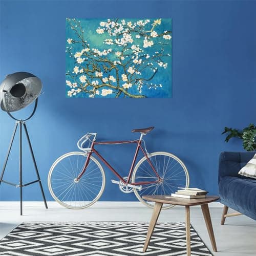 Fokenzary Peint À La Main Fleur D'amande Reproduction de Vincent Van Gogh Illustration Célèbre Peinture Sur Toile Abstraite Moderne Pour Le Salon Décoration Murale Encadrée Prêt à Accrocher