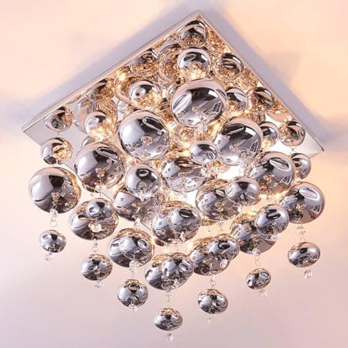 Lindby Suspension Esfera à intensité variable (Moderne) en Argent Métal e. a. pour Salon & Salle manger (à 4 lampes, G9) Luminaire Lampe Plafond Plafonnier