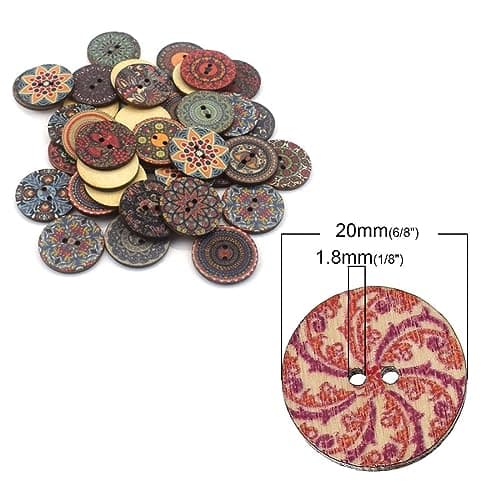 JOCXZI Lot de 100 Boutons rétro -en Bois - pour Enfants - 2 Trous pour Travaux Manuels Peinture Décoration de Noël,Boutons Rétro en Bois pour Couture Artisanale