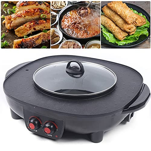 Hot Pot Barbecue électrique 2 en 1 multifonction - Poêle à griller anti-adhésive sans fumée - Convient pour 5 à 6 personnes