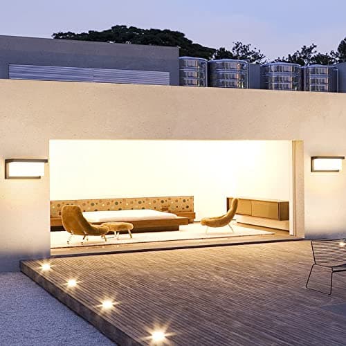 Klighten 2 Piece 24W LED Extérieure Applique Murale, 3000K, IP65 Applique murale étanche, Applique murale en aluminium pour l'intérieur, l'extérieur, la cour, etc. Anthracite