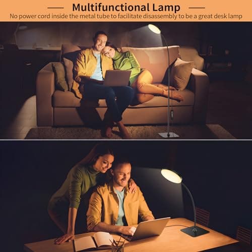 Mojimdo Lampadaire, [3 couleurs & 10 luminosités] Liseuse LED fine sur pied, Lampadaire flexible réglable par variateur pour chambre d'enfant, bureau, salon, coin lampe de chevet